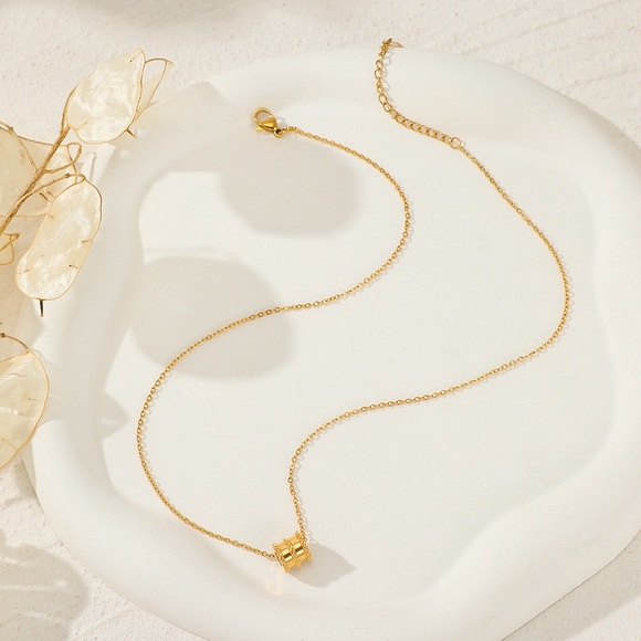 NEW💎18K Gold Plated Dainty Necklace*Barrel Necklace*AR - Picture 3 of 5